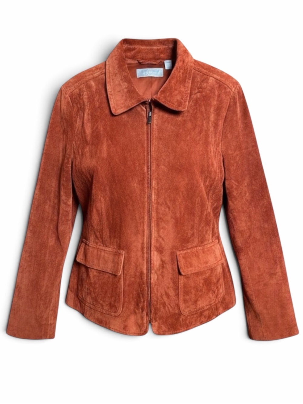 Liz Claiborne Vintage Suede Leather Jacket Rust Brown Women XL Y2K